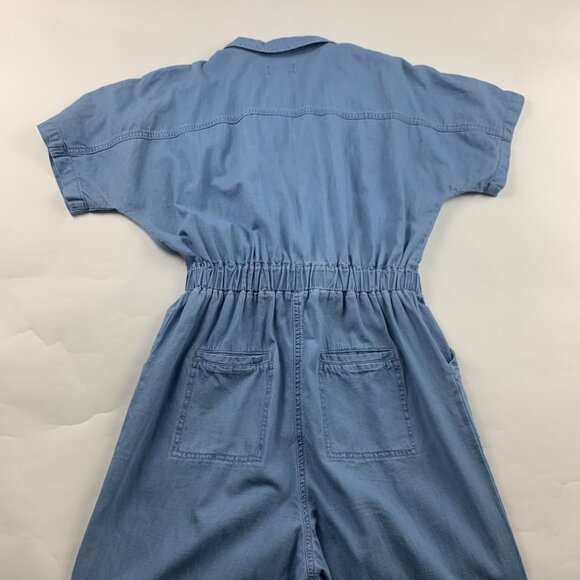 Universal Thread Light Wash Denim Chambray Button Front Jumpsuit 6 - Picture 7 of 8